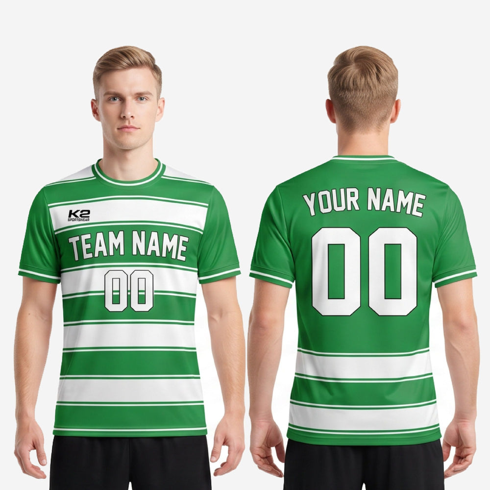 Green Soccer Jersey - Custom Kelly Green Stripe Team Jersey