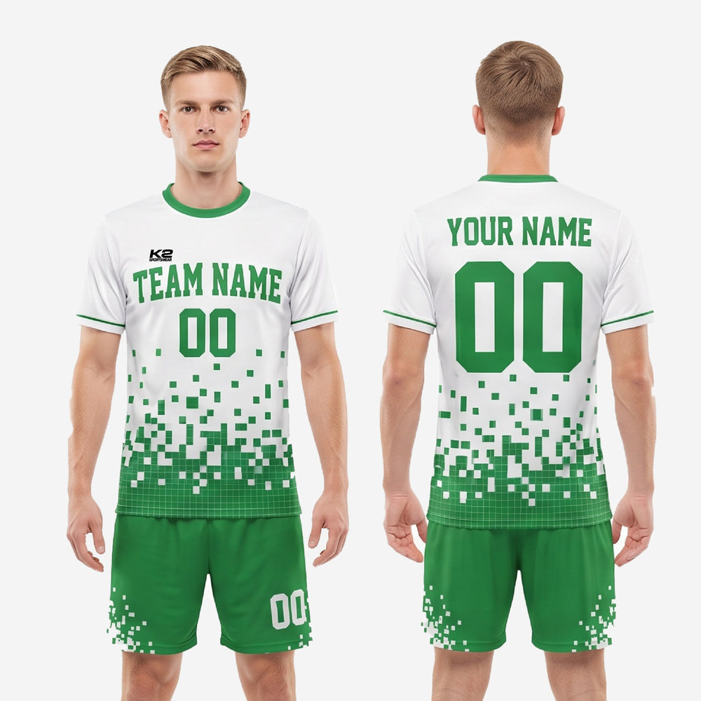 Custom Green and White Soccer Uniforms for Teams Package - Jersey and Shorts