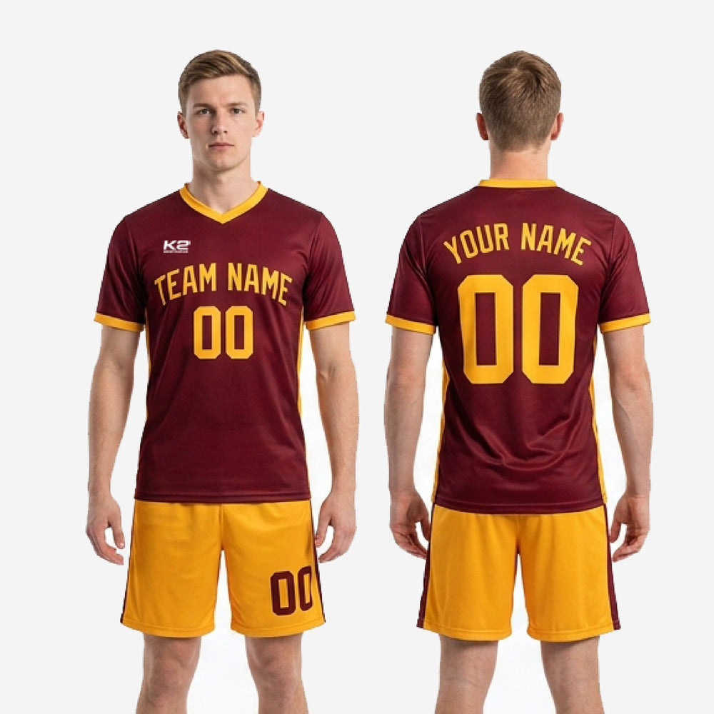 Custom Maroon Soccer Uniforms - Jersey and Shorts
