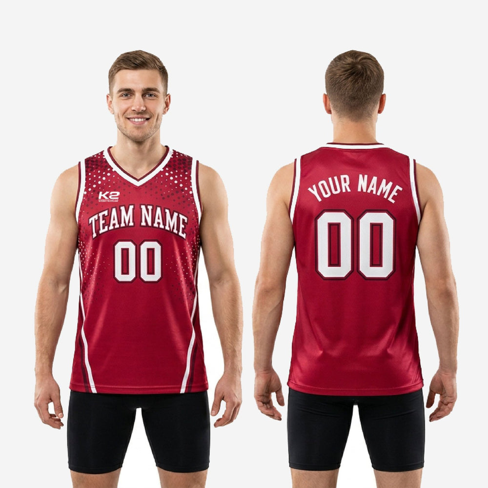Full Print Custom Maroon Basketball Jerseys - Maroon White