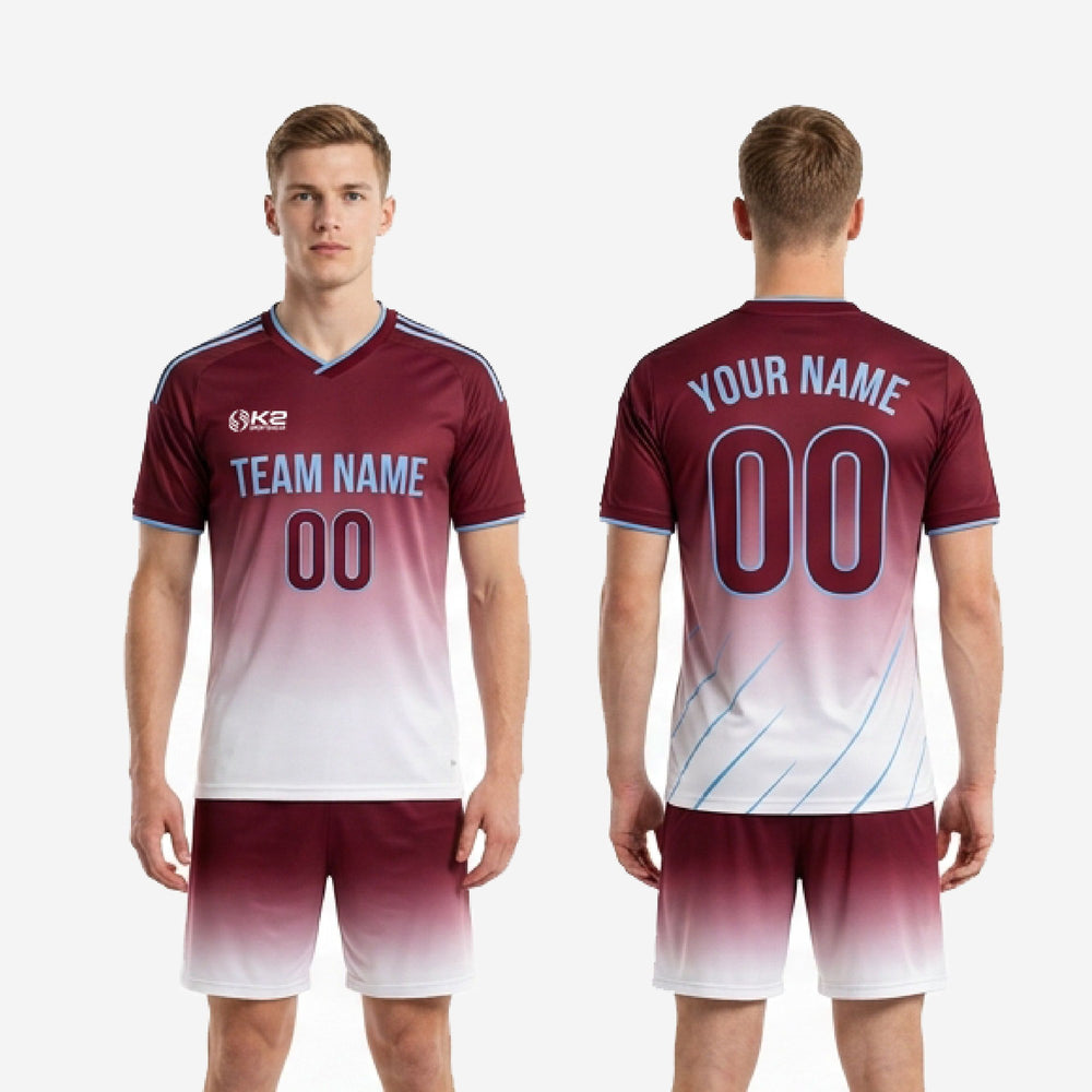 Sublimated Red Soccer Uniform - Custom Maroon Gradient