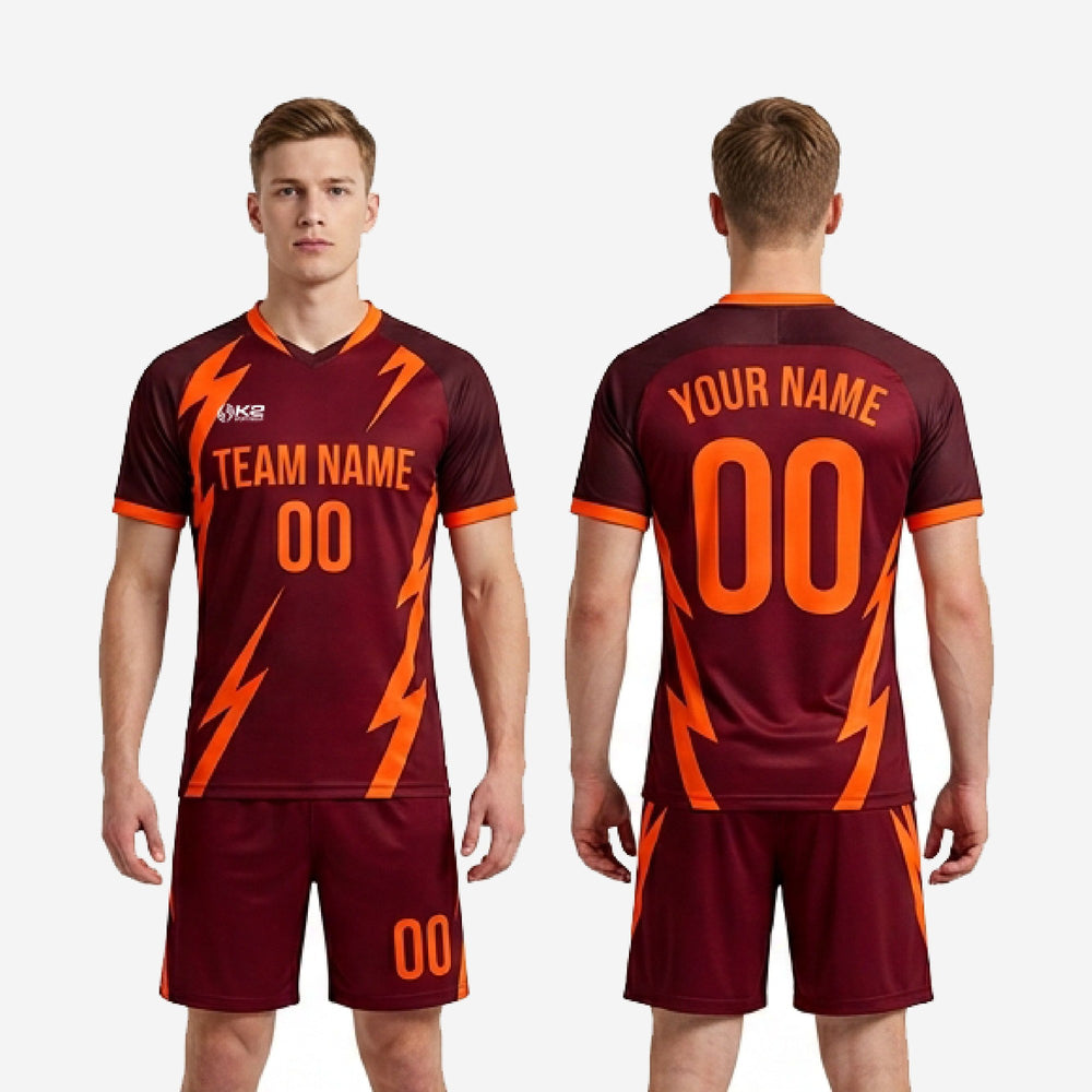 Custom Maroon Orange Soccer Uniform | 2-Piece Team Kit