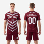 Full set maroon and silver custom soccer outfits jersey and shorts together