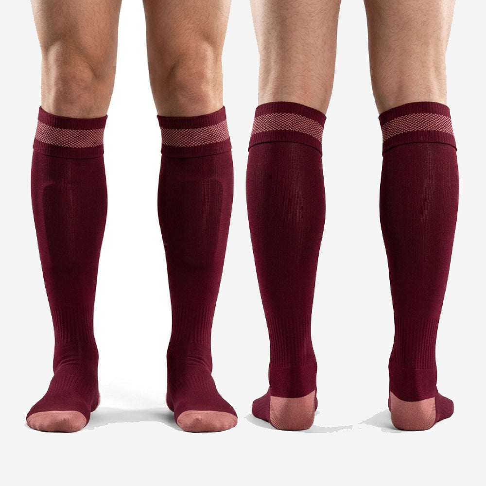 Solid Band Maroon Soccer Socks | Custom Ribbed Cuff