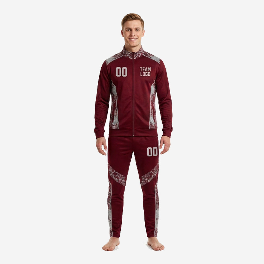 Custom Maroon Soccer Tracksuit with Team Name and Numbers