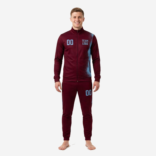 Sublimated Maroon Soccer Tracksuit - Custom Splash Panel