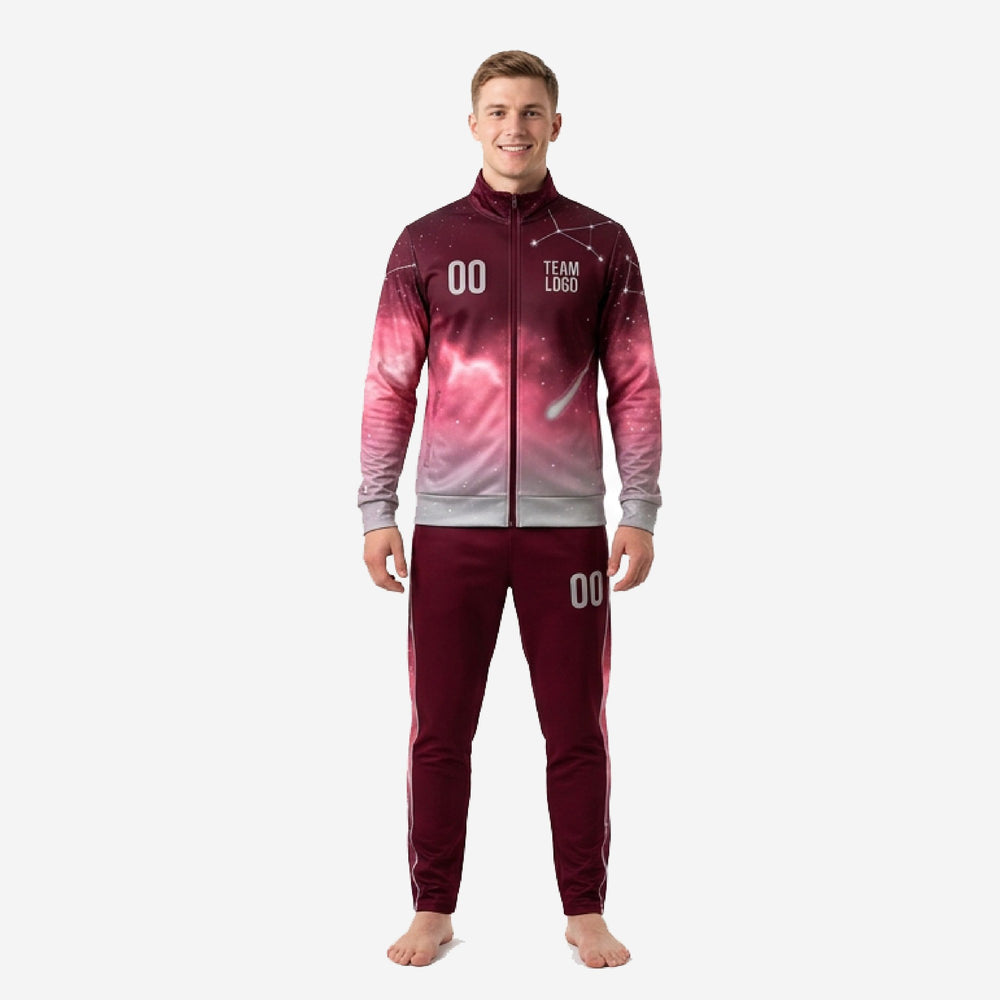 Custom Maroon Soccer Tracksuit - Galaxy Gradient, Full Sublimation
