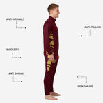 Custom maroon soccer tracksuit pants with Athletic Gold side panel print and player number on thigh