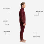 Custom maroon soccer tracksuit tapered pants side view with Athletic Gold thigh number and ribbed ankle cuff