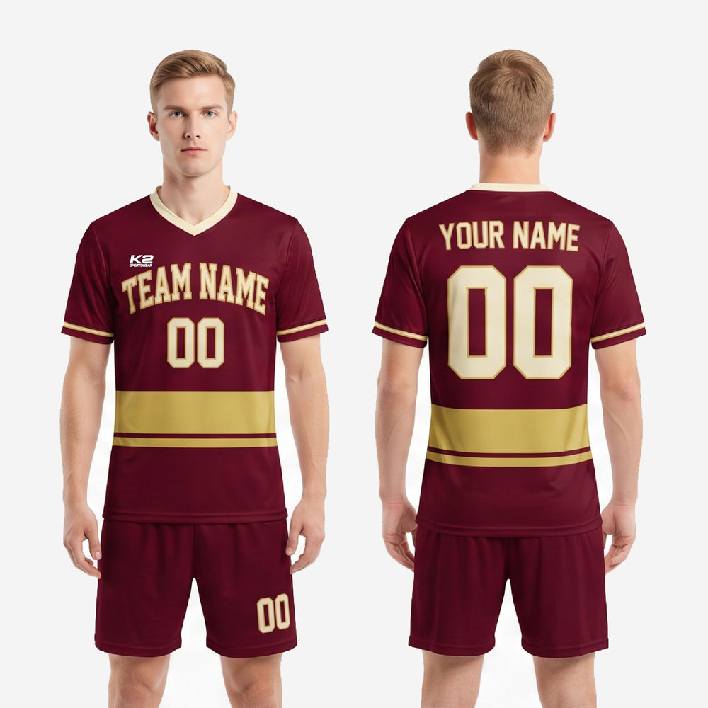 Custom Maroon Soccer Uniforms - Jersey and Shorts Set