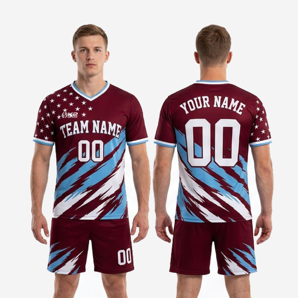 Custom Maroon Soccer Uniforms | Team Name and Numbers