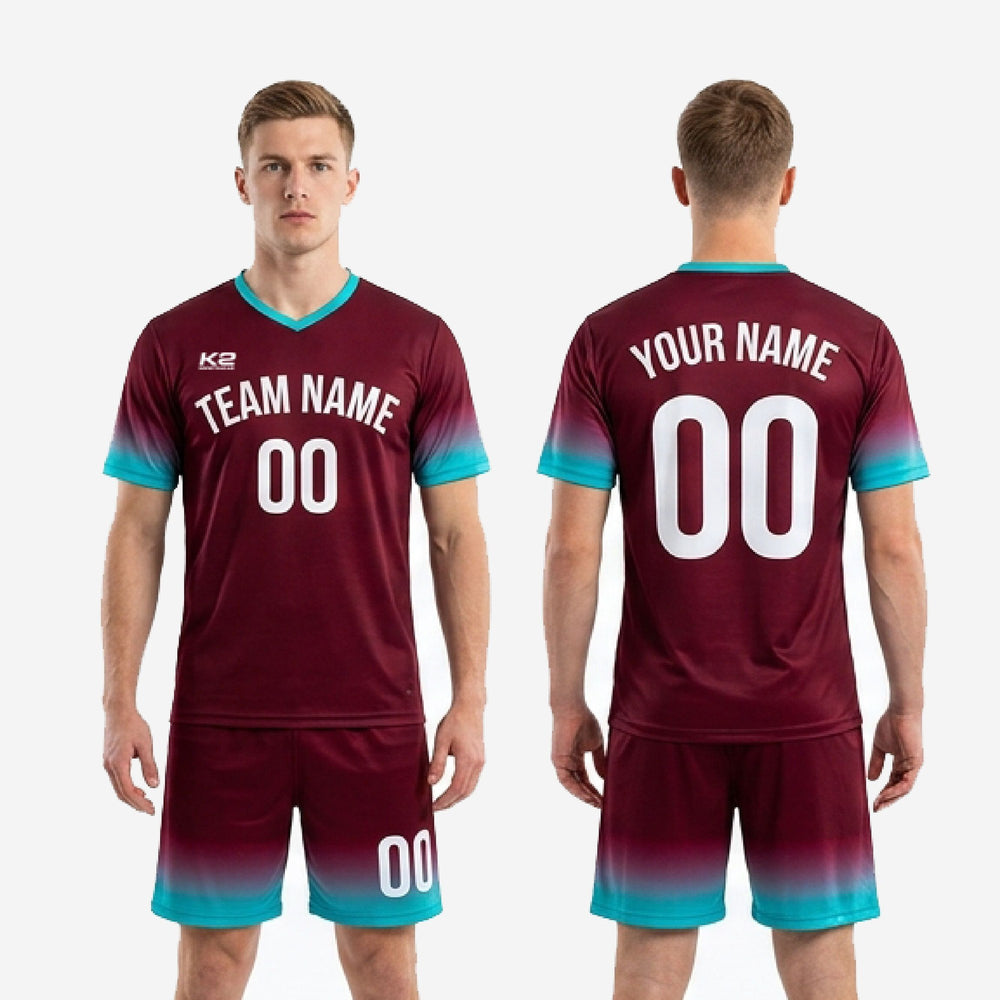 Custom Maroon Soccer Uniforms for Club Squads - Teal Kit