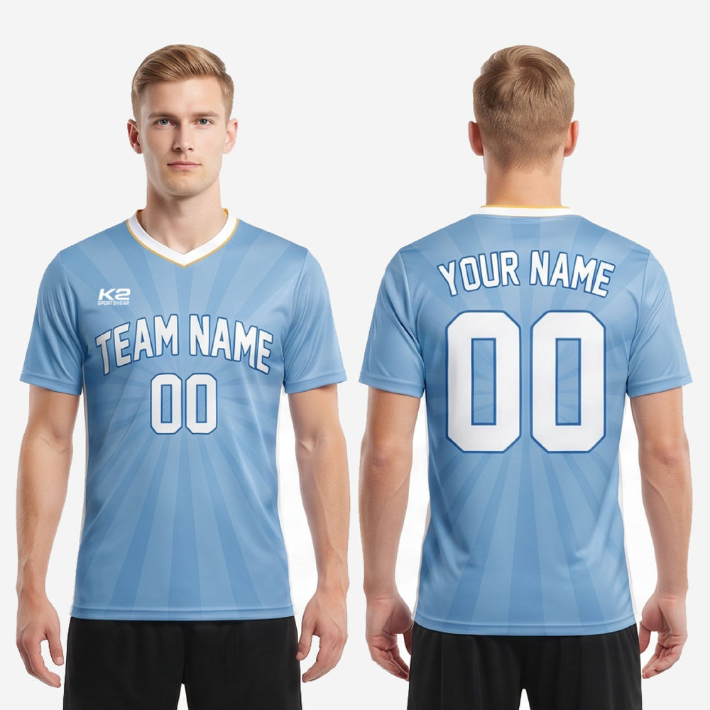 Custom Men's Soccer Team Jerseys - Full Squad Powder Blue Kit
