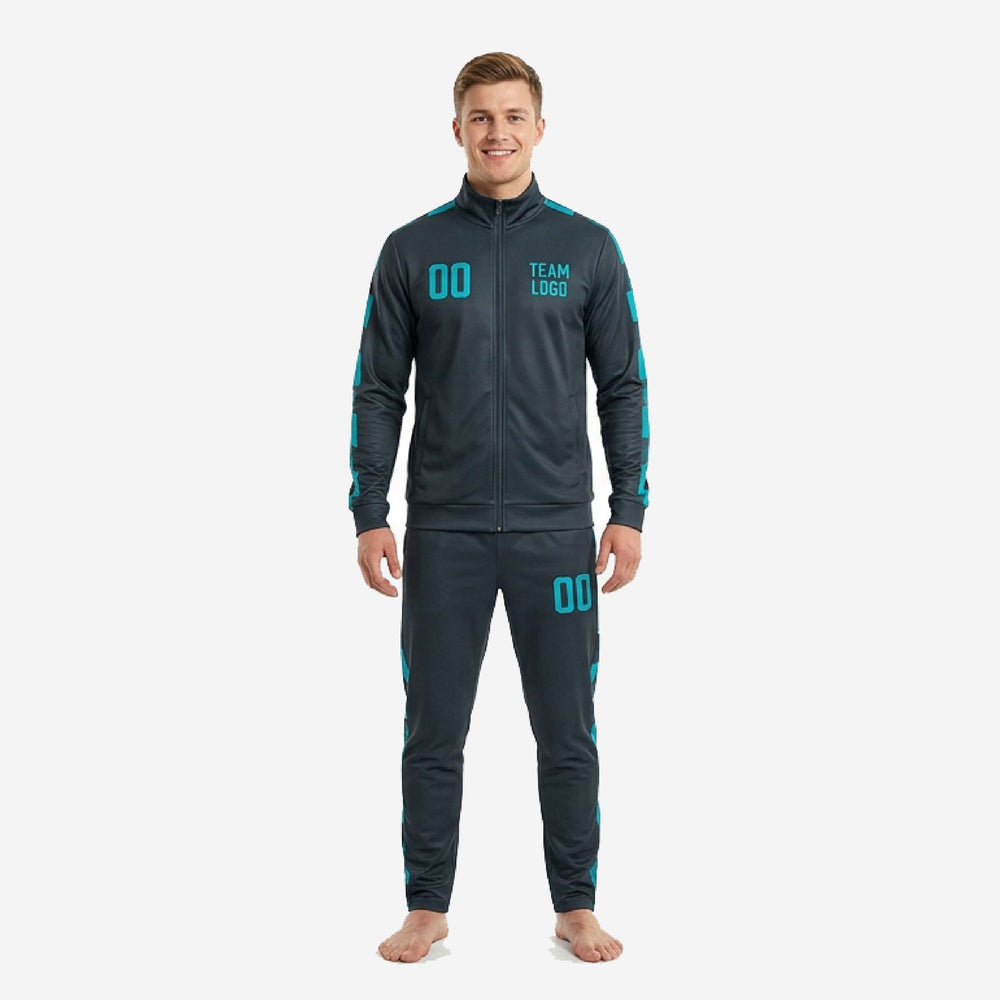 Custom Mens Soccer Tracksuit - Full Squad Charcoal Teal Kit