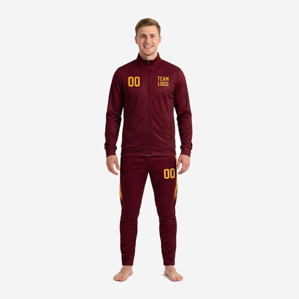 Custom Mens Soccer Tracksuit - Maroon, Moisture-Wicking