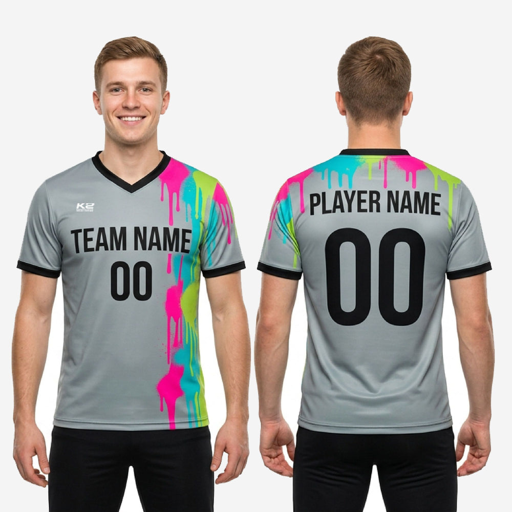 Custom Mens Soccer Training Jersey - Grey, Moisture Wicking