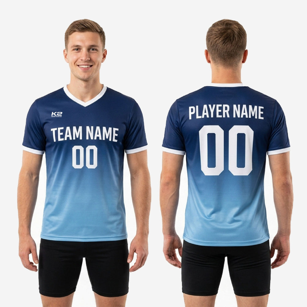 Custom Navy Blue and Sky Blue Training Jersey - Team Names