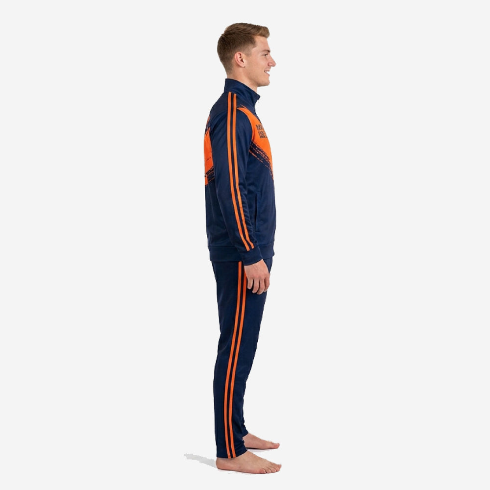 Custom Navy and Orange Soccer Tracksuit Set - Jacket and Pants