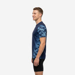 Full squad view of custom navy soccer training jersey in Navy Blue and Sky Blue camo for mens soccer training sessions