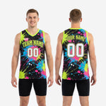Size and spec chart for custom neon basketball jersey showing youth and adult sizing measurements for team roster orders