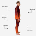 Custom orange soccer tracksuit pants detail showing elastic waistband drawcord and ribbed ankle cuff in maroon to orange gradient