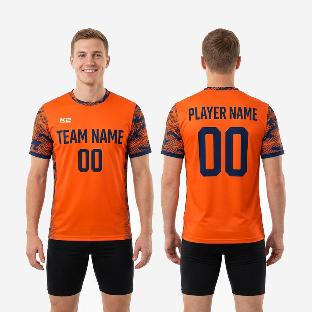 Custom Orange Two Tone Training Jersey | Camo Sleeve Soccer Top