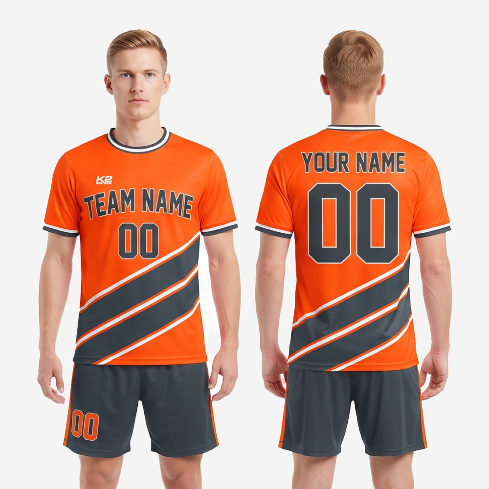 Orange Soccer Uniform - Custom Orange and Charcoal with Player Numbers