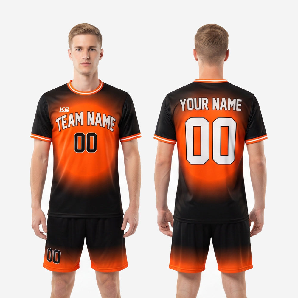 Custom Orange Soccer Uniform for Club Squads - Orange Black Kit