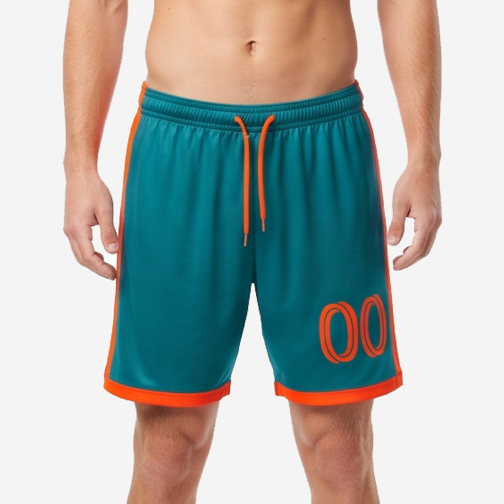 Custom Orange Soccer Shorts with Team Name and Numbers - Teal