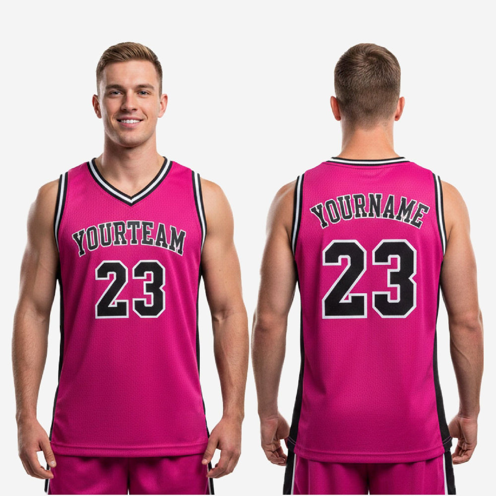 Custom Pink and Black Basketball Jerseys - Names and Numbers