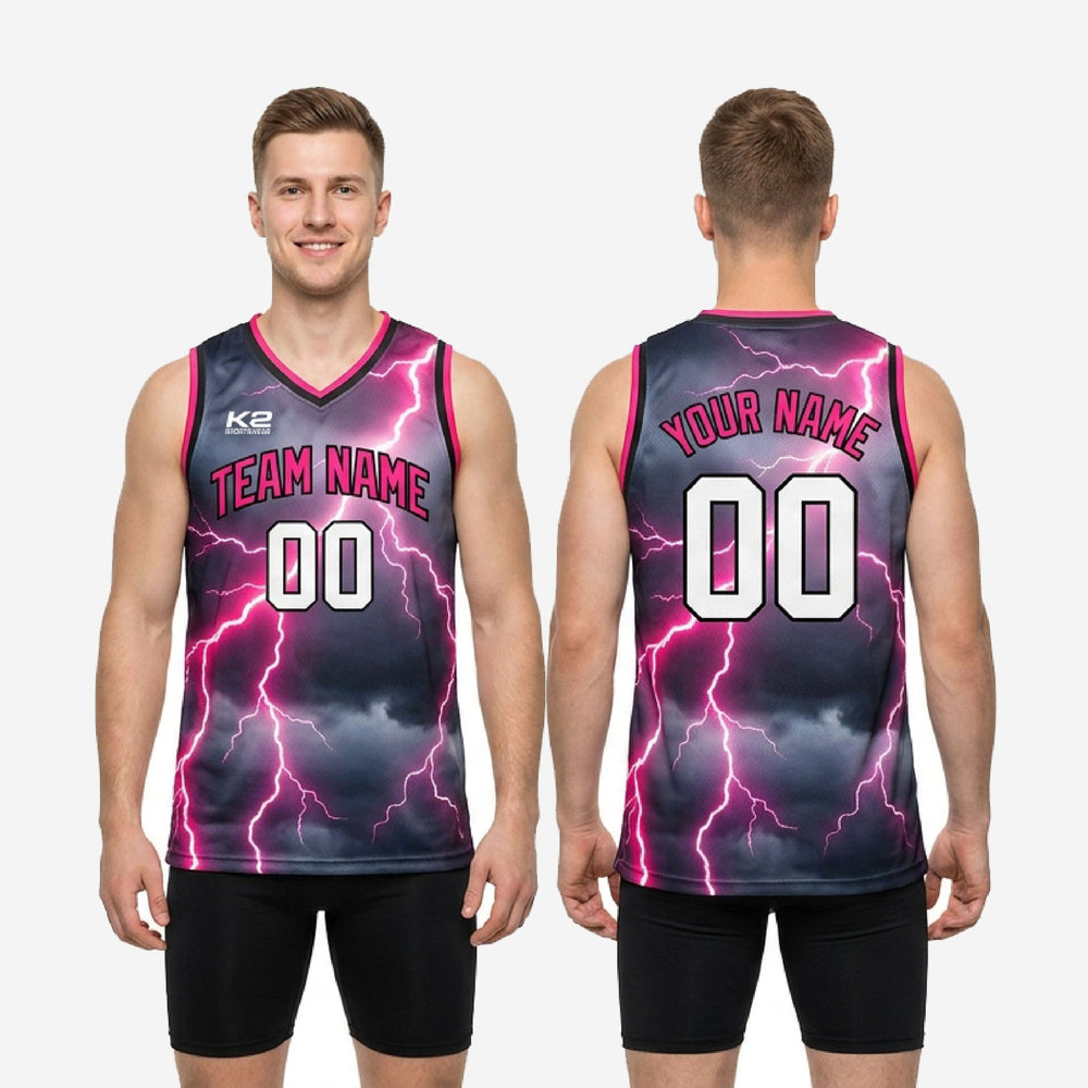 Custom Pink Basketball Jerseys | Dark Gray