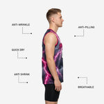 Back view of the dark gray and pink lightning storm basketball jersey showing player name placement and back number in white with pink outline