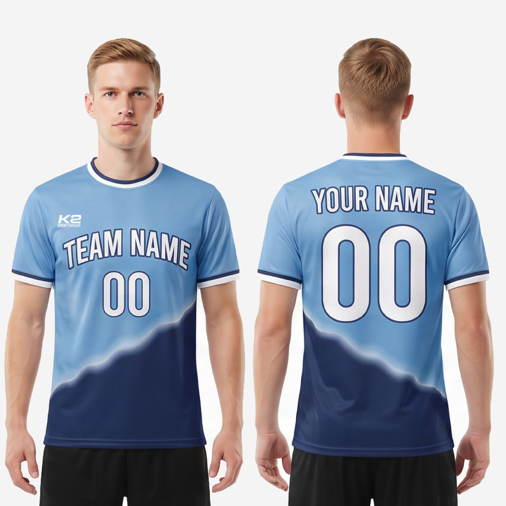 Custom Powder Blue and White Soccer Jersey - Full Sublimation