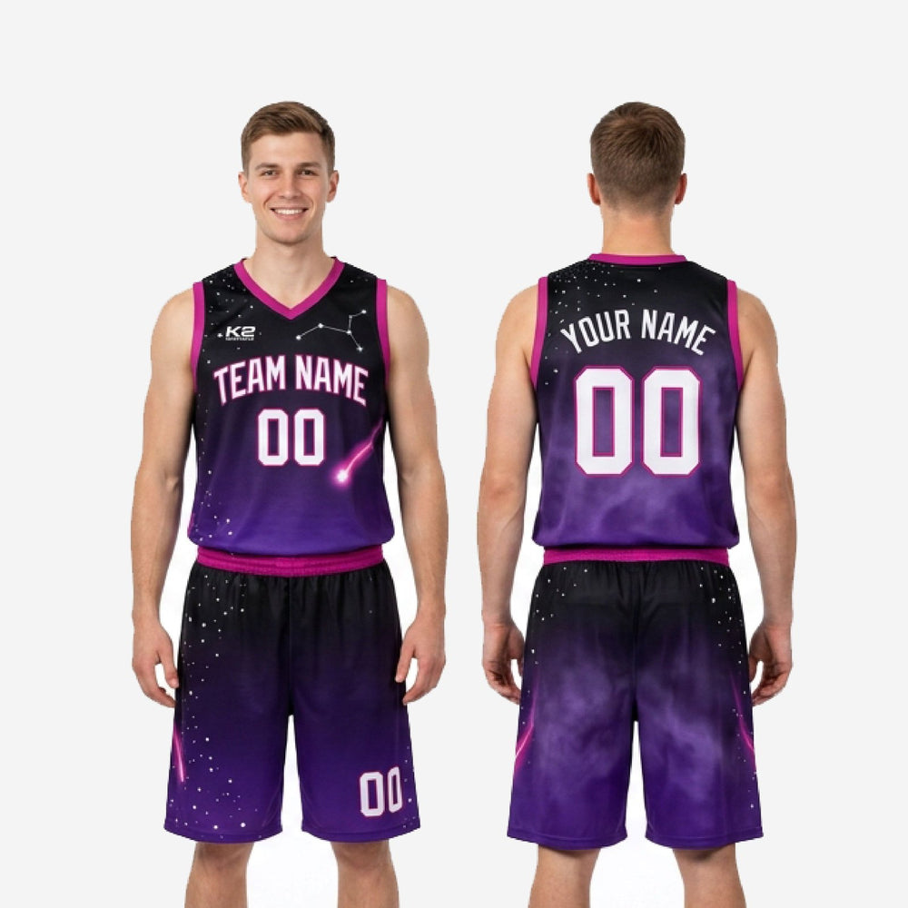 Custom Purple and Black Basketball Uniforms - Team Order Set