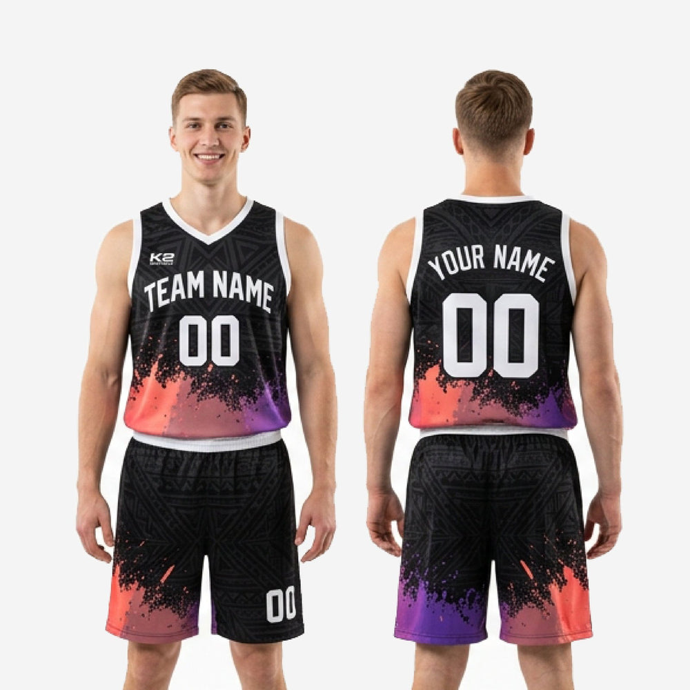 Custom Purple and Black Basketball Uniforms - Your Logo