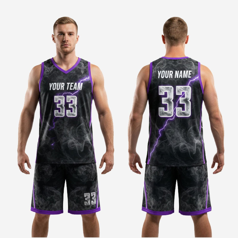 Custom Purple and Black Basketball Uniforms - Youth and Adult
