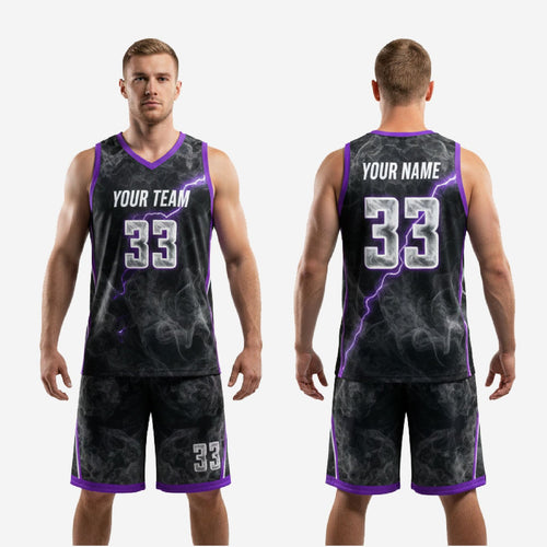 Custom Purple and Black Basketball Uniforms - Youth and Adult
