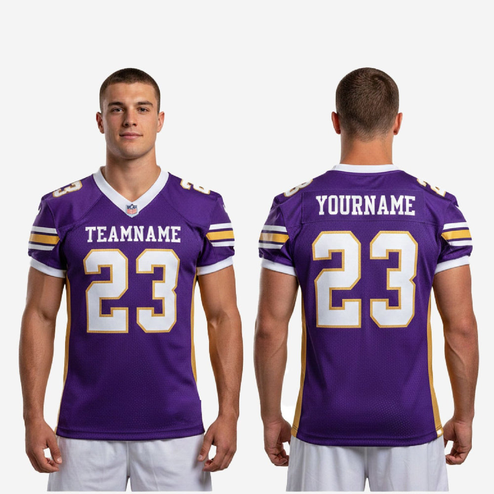 Men's Purple Football Jerseys - Custom Gold Team Jerseys