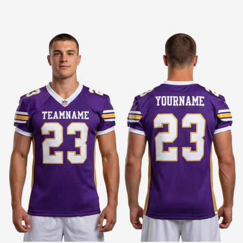 Men's Purple Football Jerseys - Custom Gold Team Jerseys