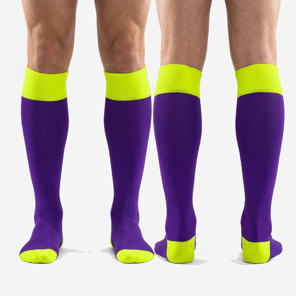 Custom Purple and Gold Soccer Socks - Youth and Adult Sizes
