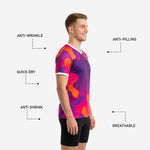 Back view of custom purple and orange soccer training jersey showing player number and back name print zone