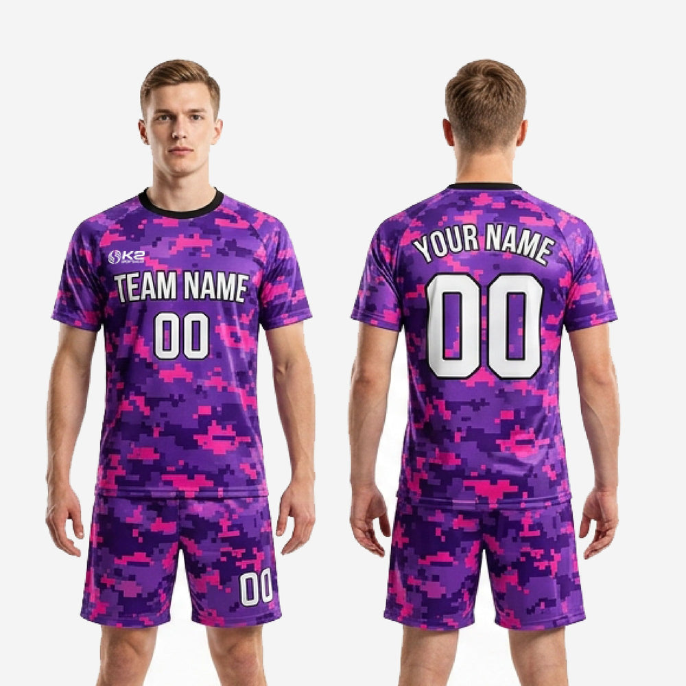 Custom Purple Soccer Uniforms | Digital Camo Full Kit