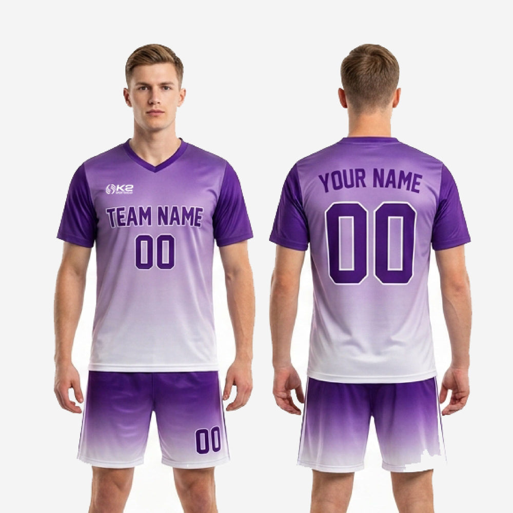 White Trim Custom Purple Soccer Uniforms - Royal Purple