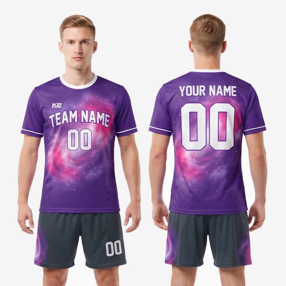 Crew Neck Custom Purple Soccer Uniforms - Purple Pink