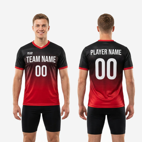 Custom Red and Black Practice Jersey with Team Name and Numbers