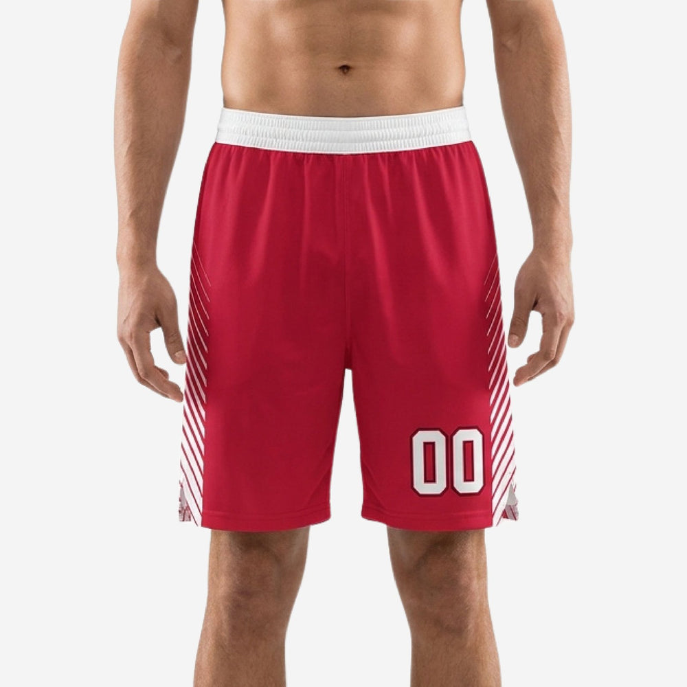 Custom Red Basketball Shorts - Full Squad Red and White Set