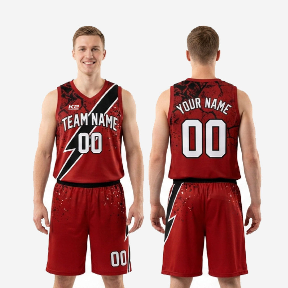 Custom Red and Black Basketball Uniforms - Sets for Whole Teams