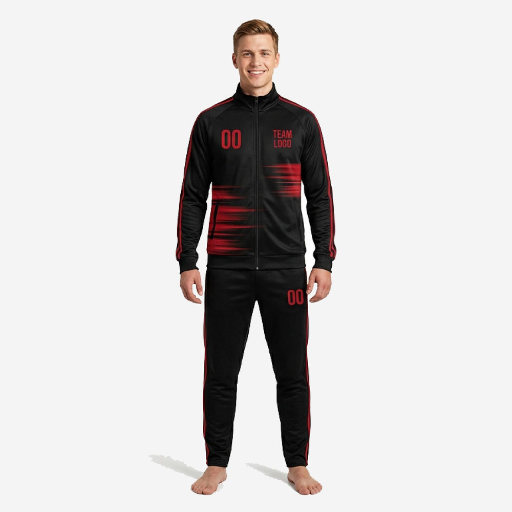 Custom Red and Black Soccer Tracksuit - Jacket and Pants Set