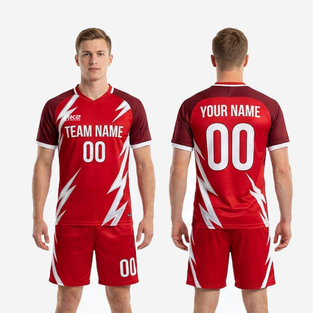Custom Red Soccer Outfits Men - Jersey and Shorts Set