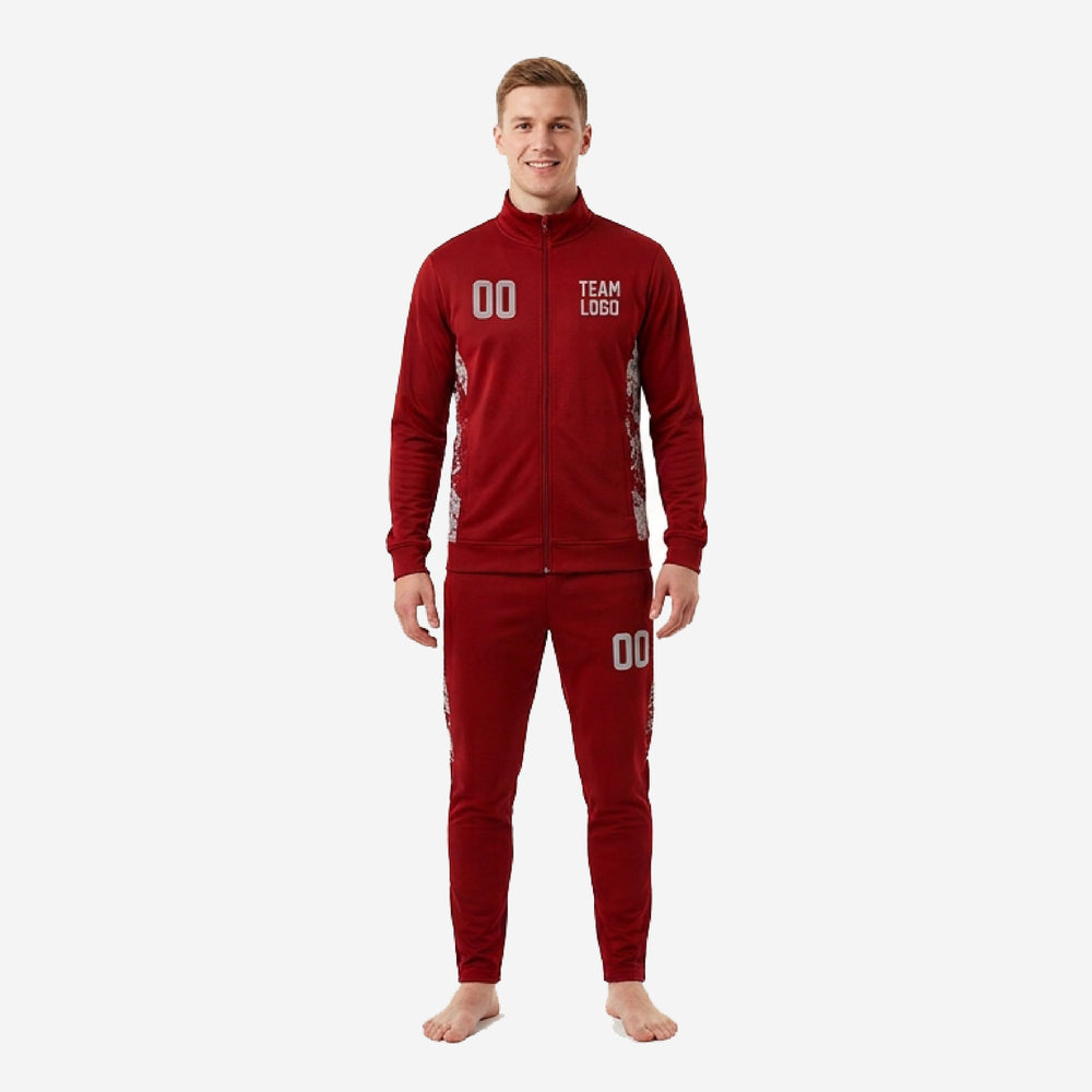 Lightweight Knit Custom Red Soccer Tracksuit - Maroon